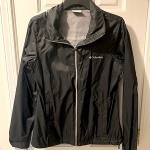 Columbia women’s windbreaker rain jacket black EUC